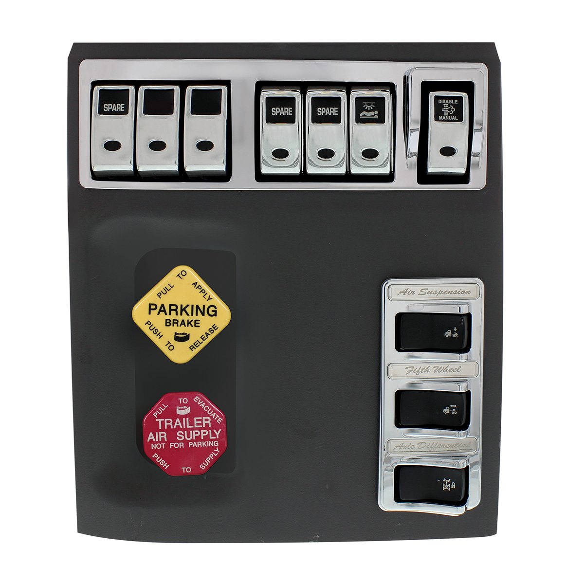 Chrome Plastic 7-Rocker Switch Bezel For 2013-2021 Peterbilt 579 - Thumbnail 5