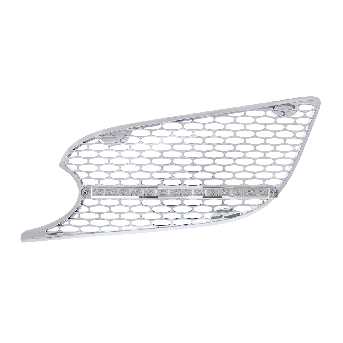 Chrome Air Intake Grille With LED Light For 2012-2021 Peterbilt 579 (Driver) - Amber LED/Clear Lens - Thumbnail 2