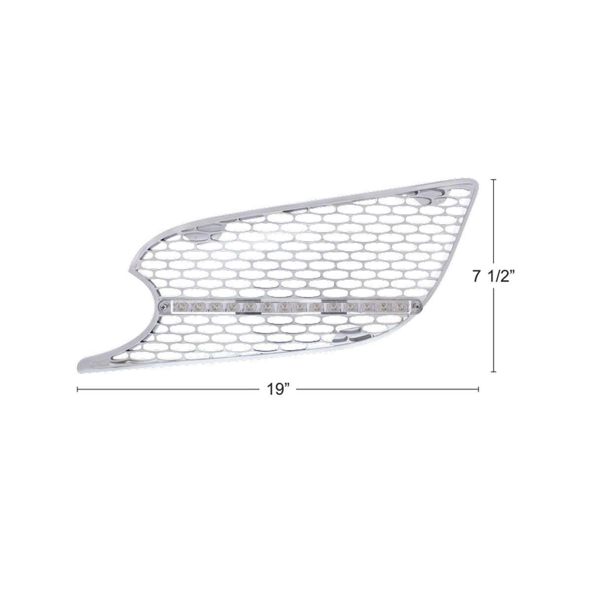 Chrome Air Intake Grille With LED Light For 2012-2021 Peterbilt 579 (Driver) - Amber LED/Clear Lens - Thumbnail 4