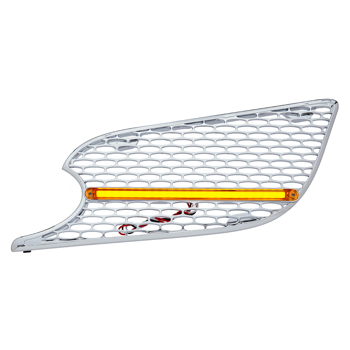 Chrome Air Intake Grille With LED GloLight For 2012-2021 Peterbilt 579 (Driver) - Amber LED/Amber Lens - Thumbnail 7