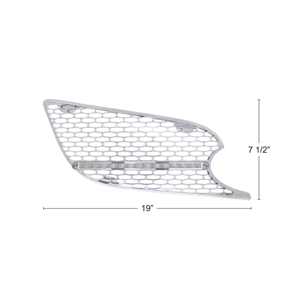Chrome Air Intake Grille With LED Light For 2012-2021 Peterbilt 579 (Passenger) - Amber LED/Clear Lens - Thumbnail 4