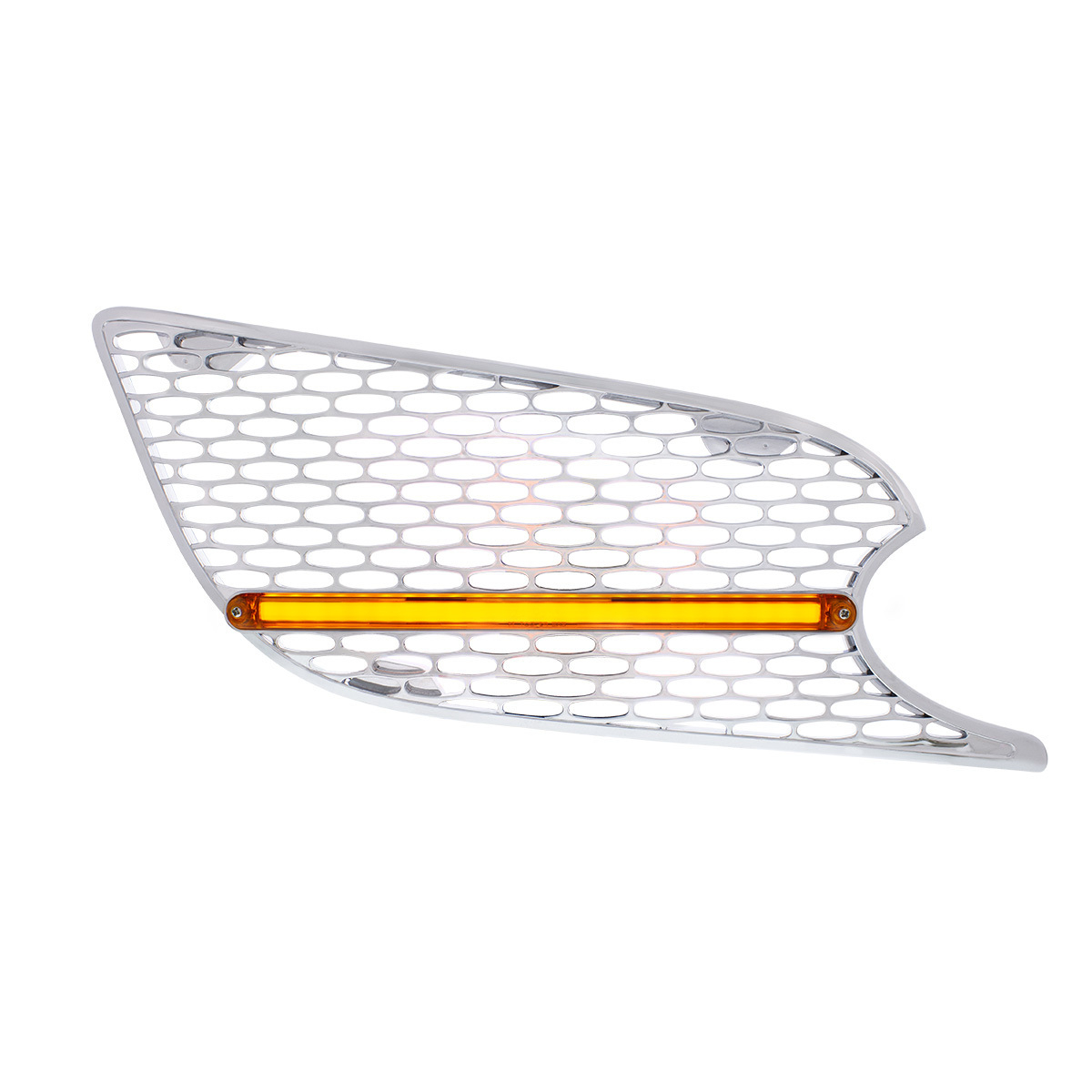 Chrome Air Intake Grille With LED GloLight For 2012-2021 Peterbilt 579 (Passenger) - Amber LED/Amber Lens - Thumbnail 8