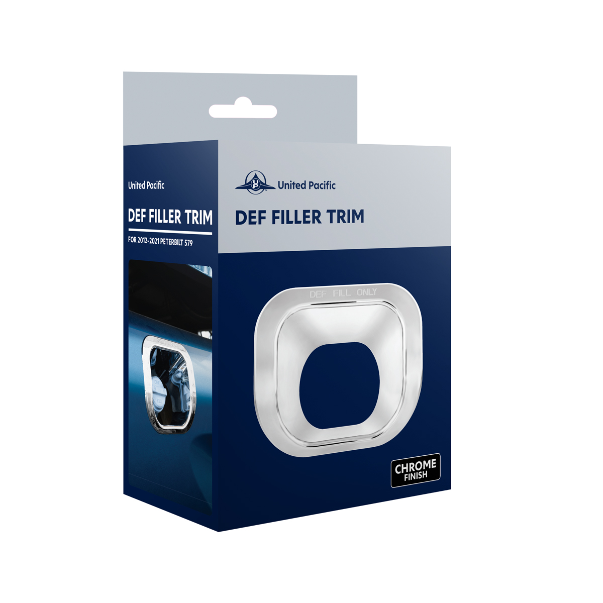 Chrome Plastic DEF Filler Trim For 2012-2021 Peterbilt 579 - Thumbnail 6