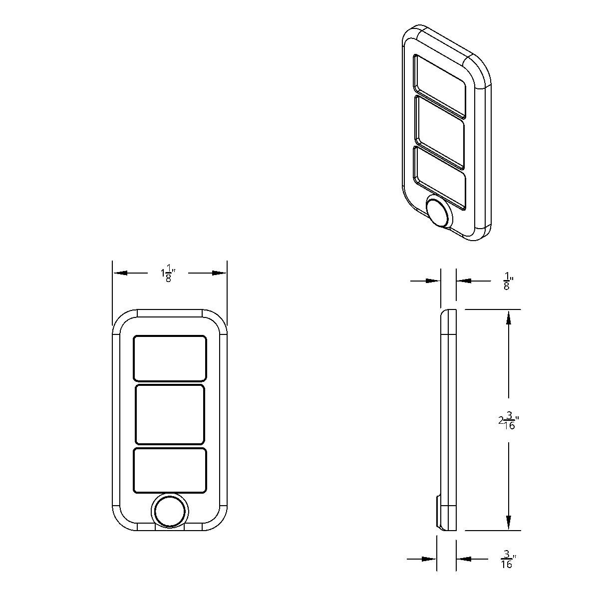 Rocker Switch Cover With 3 Openings With Indented For Freightliner (3-Pack) - Thumbnail 2