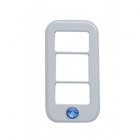 Rocker Switch Cover With 3 Openings & Blue Crystal For Freightliner (3-Pack)