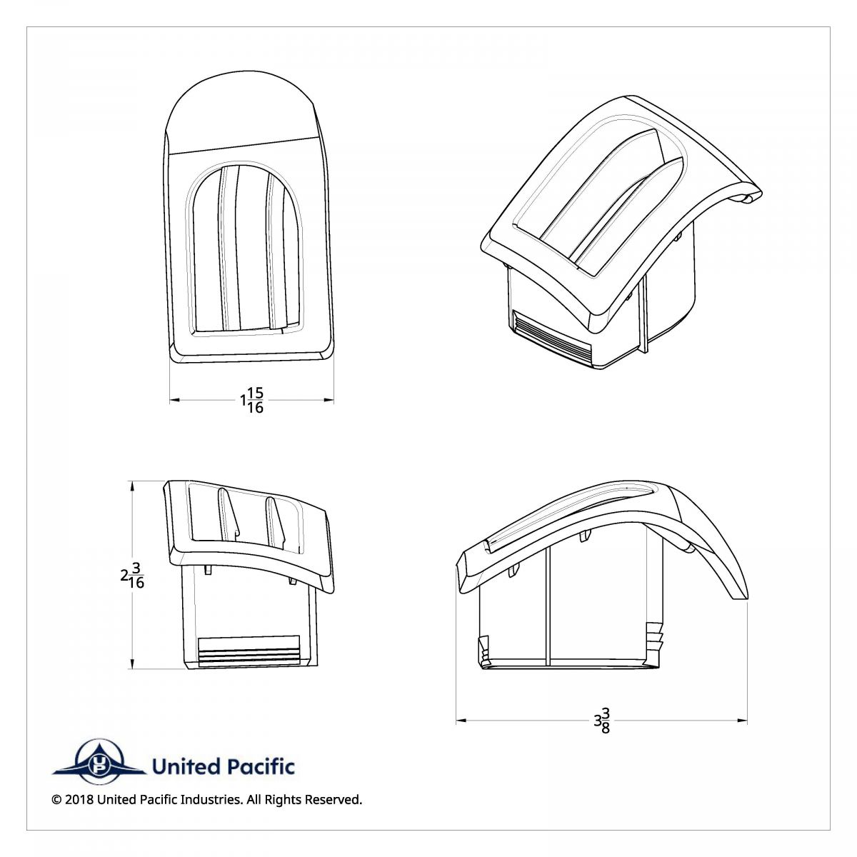 Chrome Plastic A/C Vent For 2008-2017 Freightliner Cascadia - Driver/Fixed - Thumbnail 4