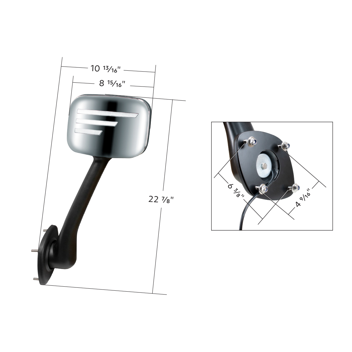 Chrome Hood Mirror Assembly With Sequential LED Turn Signal For 2008-2017 Freightliner Cascadia - Passenger - Thumbnail 8