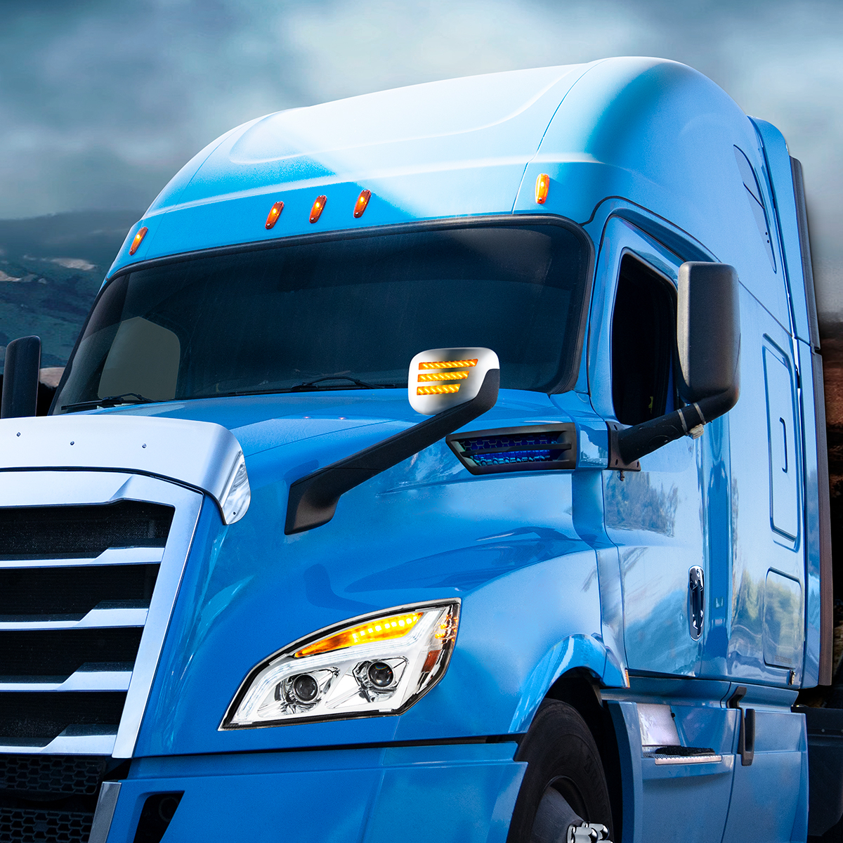 Chrome Hood Mirror Assembly W/ Sequential LED Lights For 2018-2025 Freightliner Cascadia - Driver/Heated - Thumbnail 10