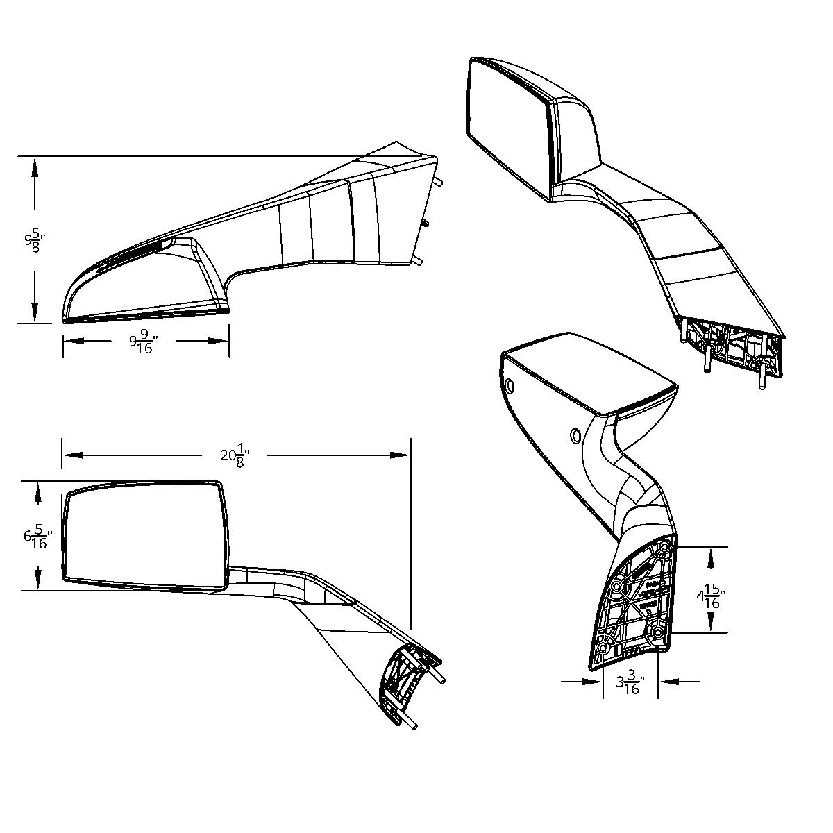 Chrome Hood Mirror Assembly With Sequential LED Turn Signal For 2018-2024 Volvo VNL - Driver - Thumbnail 11
