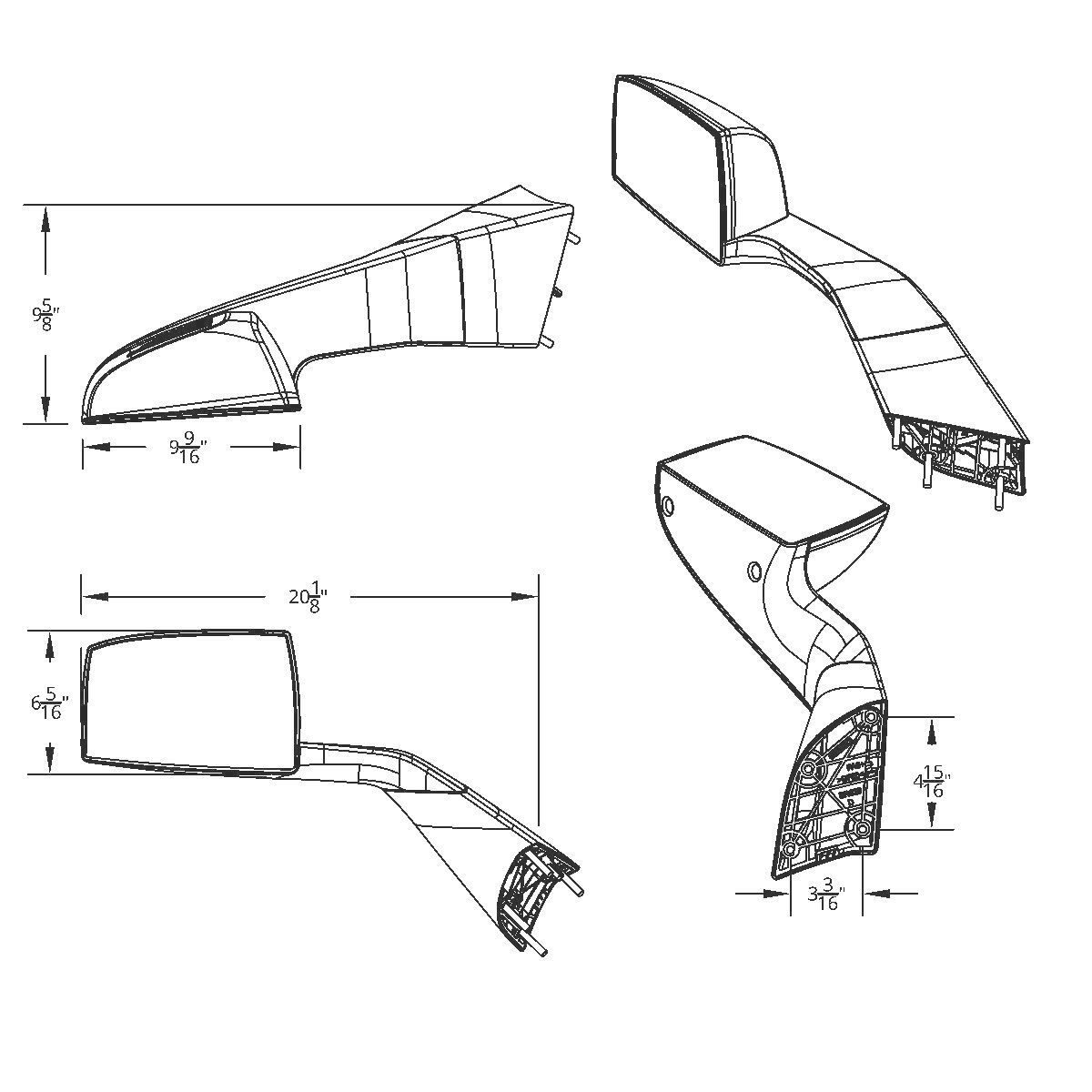 Chrome Hood Mirror Assembly With Sequential LED Turn Signal For 2018-2024 Volvo VNL - Passenger - Thumbnail 11