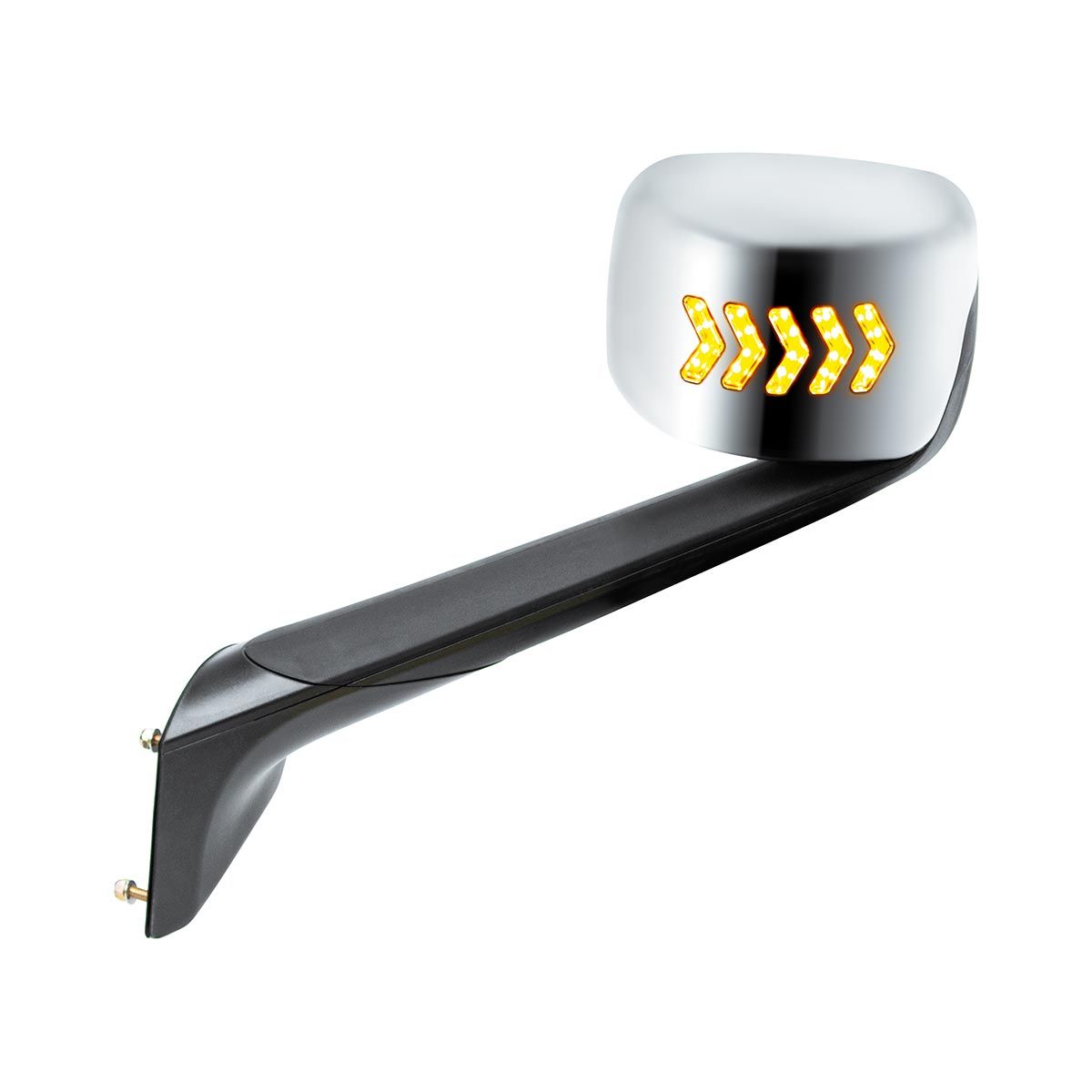 Hood Mirror Assembly W/LED Lights On Mirror Cover & Glass For 2018-2025 Cascadia - Heated/Driver