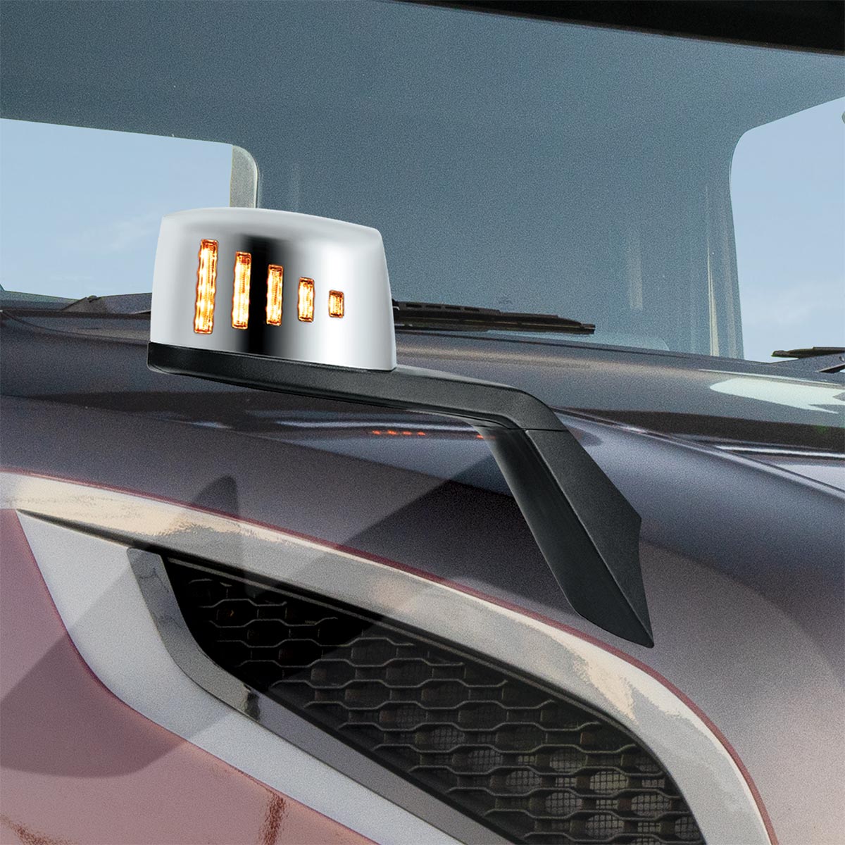 Hood Mirror Assembly W/LED Lights On Mirror Cover & Glass For 2018-2024 Volvo VNL - Passenger - Thumbnail 12