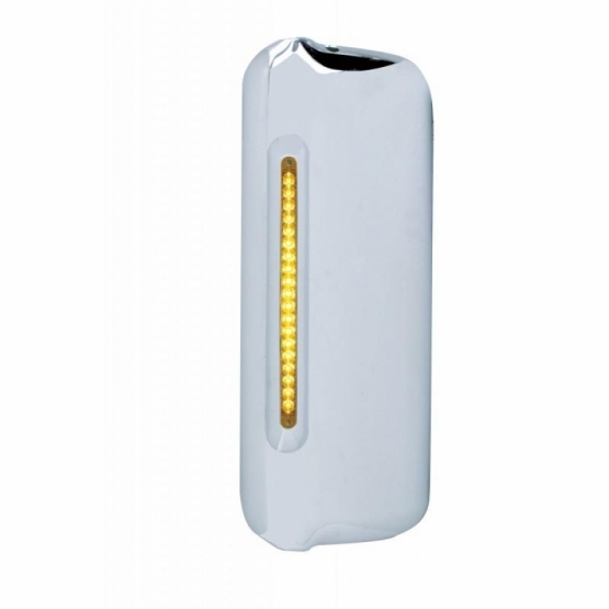 Mirror Cover With 19 LED 12" Reflector Light Bar For 2005+ Freightliner  (Driver) - Amber LED/Amber Lens