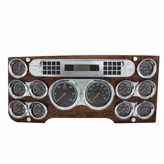 Small 2 Gauge Cluster Bezel With Visor For 2008-2017 Freightliner Cascadia - Horizontal - Thumbnail 3