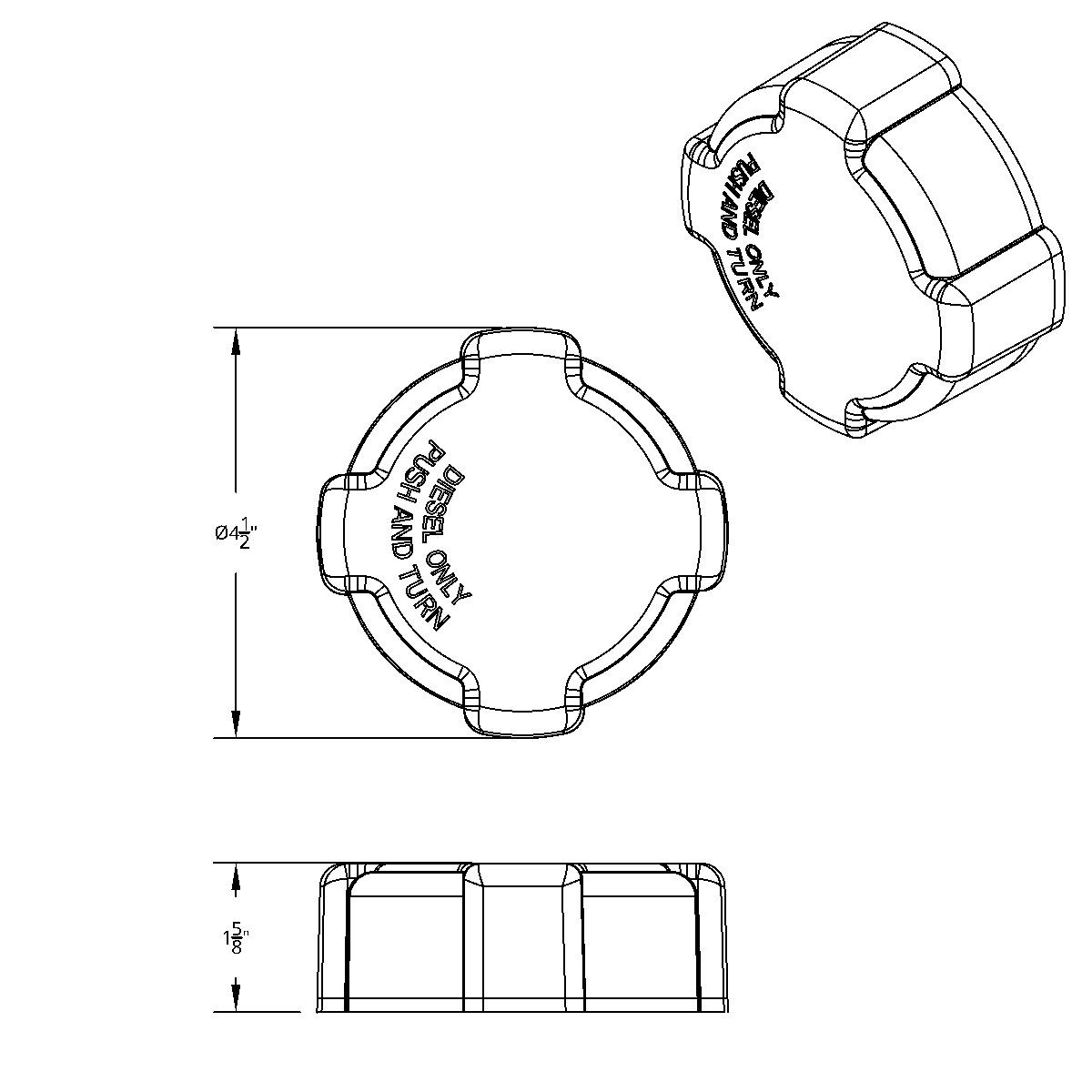 Chrome Plastic Fuel Cap Cover For Freightliner - Non-Locking - Thumbnail 6