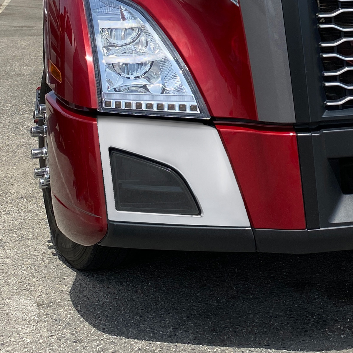 ABS Satin Silver Bumper Fog Light Hole Cover For 2018-2024 Volvo VNL - Passenger - Thumbnail 4