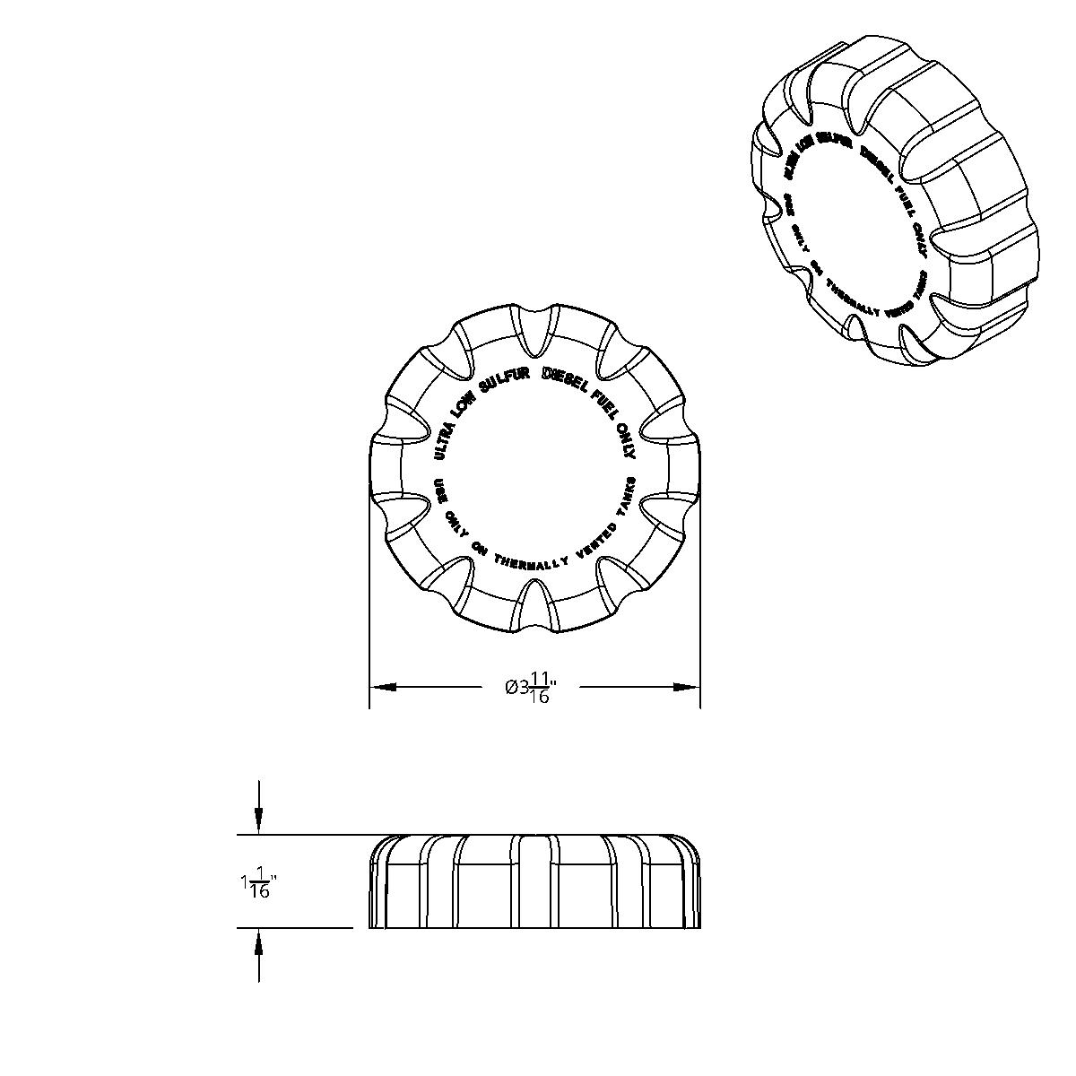 Chrome Plastic Fuel Cap Cover For Volvo - Non-Locking - Thumbnail 8
