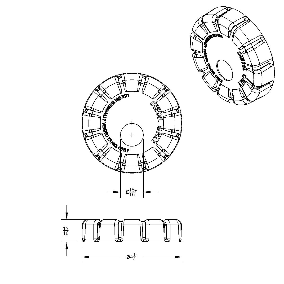 Chrome Plastic Fuel Cap Cover For Kenworth - Locking - Thumbnail 8