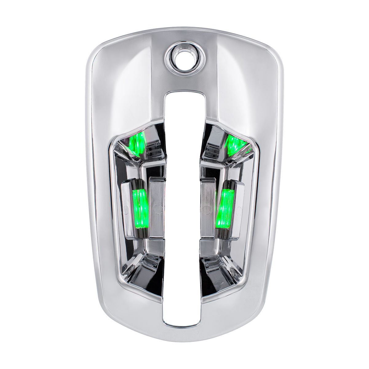 6 LED Chrome Door Handle Cover For 2018-2025 Freightliner Cascadia - Passenger, Green LED