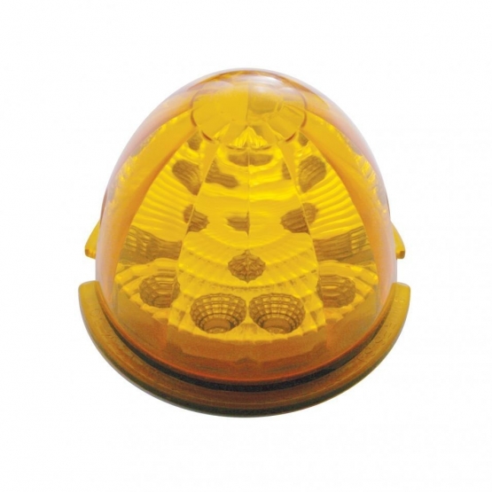 Fog Light Cover With 17 Amber LED Reflector Watermelon Lights For 2007-17 KW T660- Driver -Amber Lens - Thumbnail 2