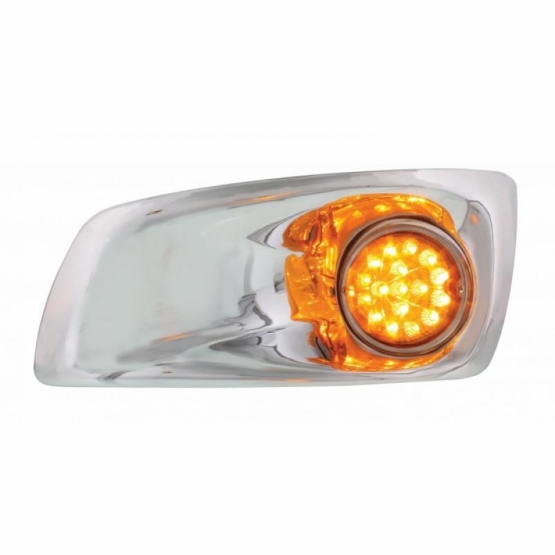 Fog Light Cover With Amber LED Hi/Lo Clear Style Reflector Light For 2007-17 KW T660- Driver -Amber Lens