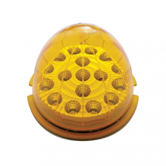 Fog Light Cover With Amber LED Clear Style Reflector Light & Visor For 2007-17 KW T660- Driver -Amber Lens - Thumbnail 2