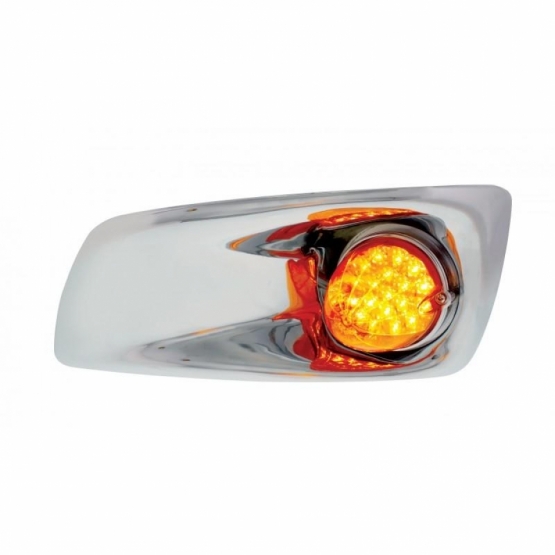 Fog Light Cover With 19 LED Reflector Light For 2007-2017 KW T660 (Driver) - Amber LED/ Amber Lens