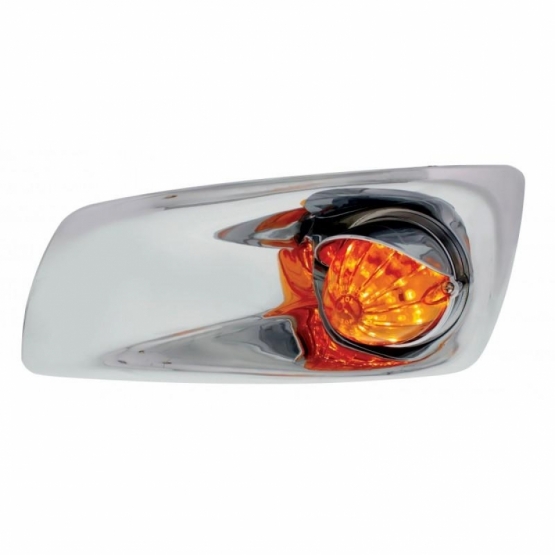 Fog Light Cover With 19 LED Watermelon Light & Visor For 2007-17 KW T660 (Driver) - Amber LED/ Amber Lens