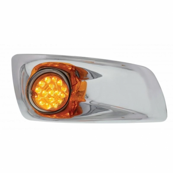 Fog Light Cover With 17 Amber LED Clear Style Reflector Light For 2007-17 KW T660- Passenger -Amber Lens