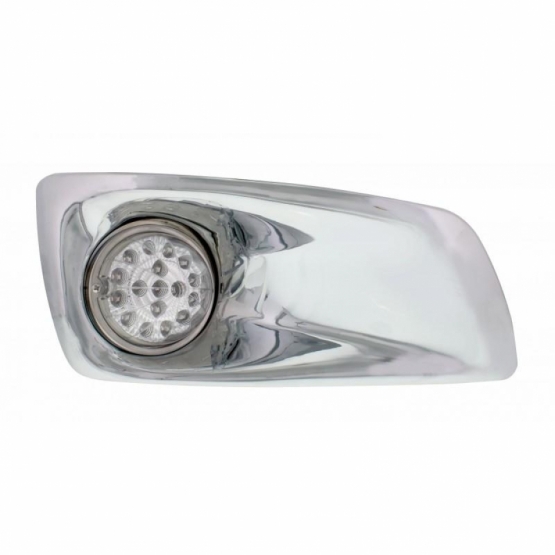 Fog Light Cover With 17 Amber LED Hi/Lo Clear Style Reflector Light For 2007-17 KW T660- Passenger -Clear Lens