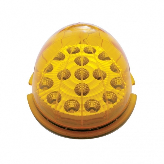 Fog Light Cover With 17 Amber LED Clear Style Reflector Light & Visor For 2007-17 KW T660- Passenger -Amber Lens - Thumbnail 2