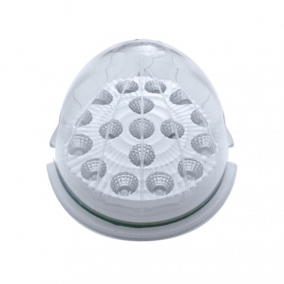 Fog Light Cover With 17 Amber LED Clear Style Reflector Light & Visor For 2007-17 KW T660- Passenger -Clear Lens - Thumbnail 2