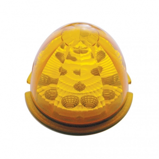 Fog Light Cover With Amber LED Reflector Watermelon Light & Visors For 2007-17 KW T660- Passenger -Amber Lens - Thumbnail 2