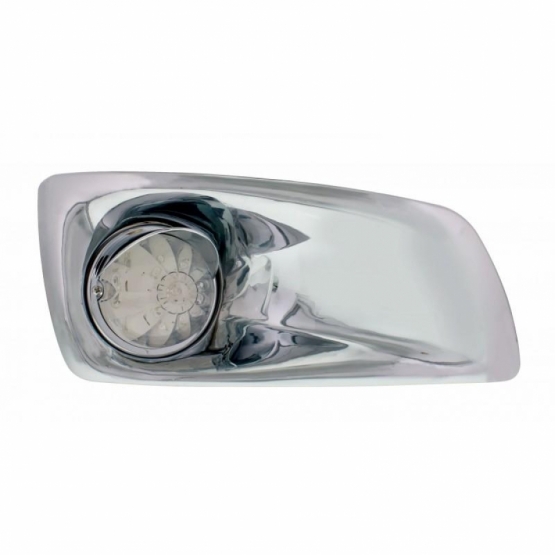 Fog Light Cover With 17 Amber LED Hi/Lo Watermelon Light & Visor For 2007-17 KW T660- Passenger -Clear Lens