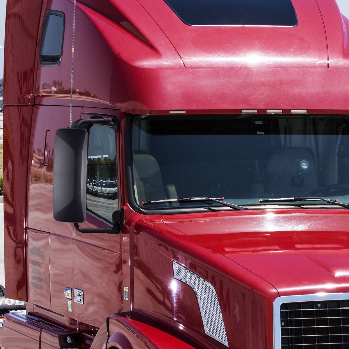 Matte Black Mirror Cover For 2012-2024 Volvo VNL - Driver - Thumbnail 4