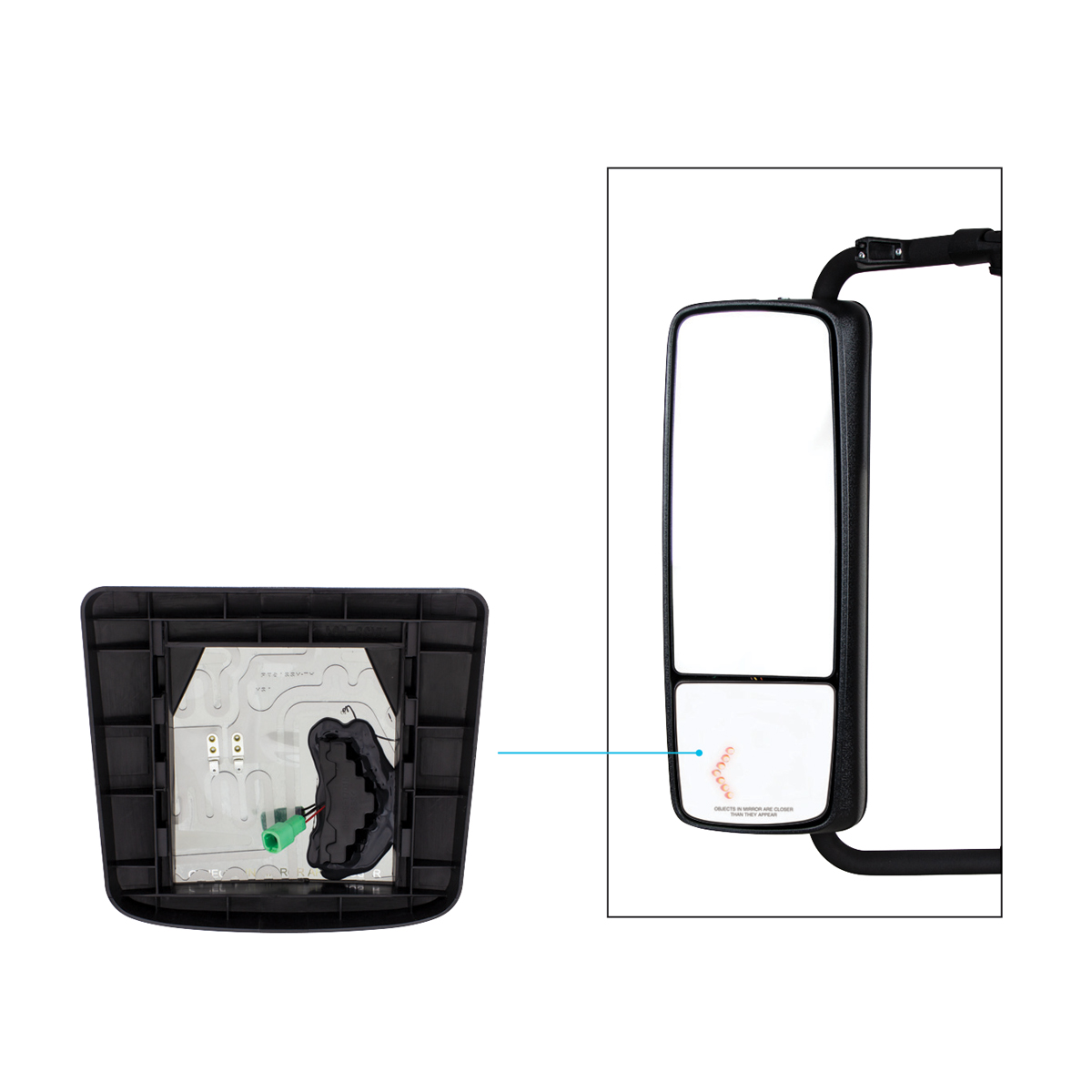 Heated Auxiliary Convex Mirror With LED Turn Signal For 2012-2017 Volvo VNL - Passenger - Thumbnail 4