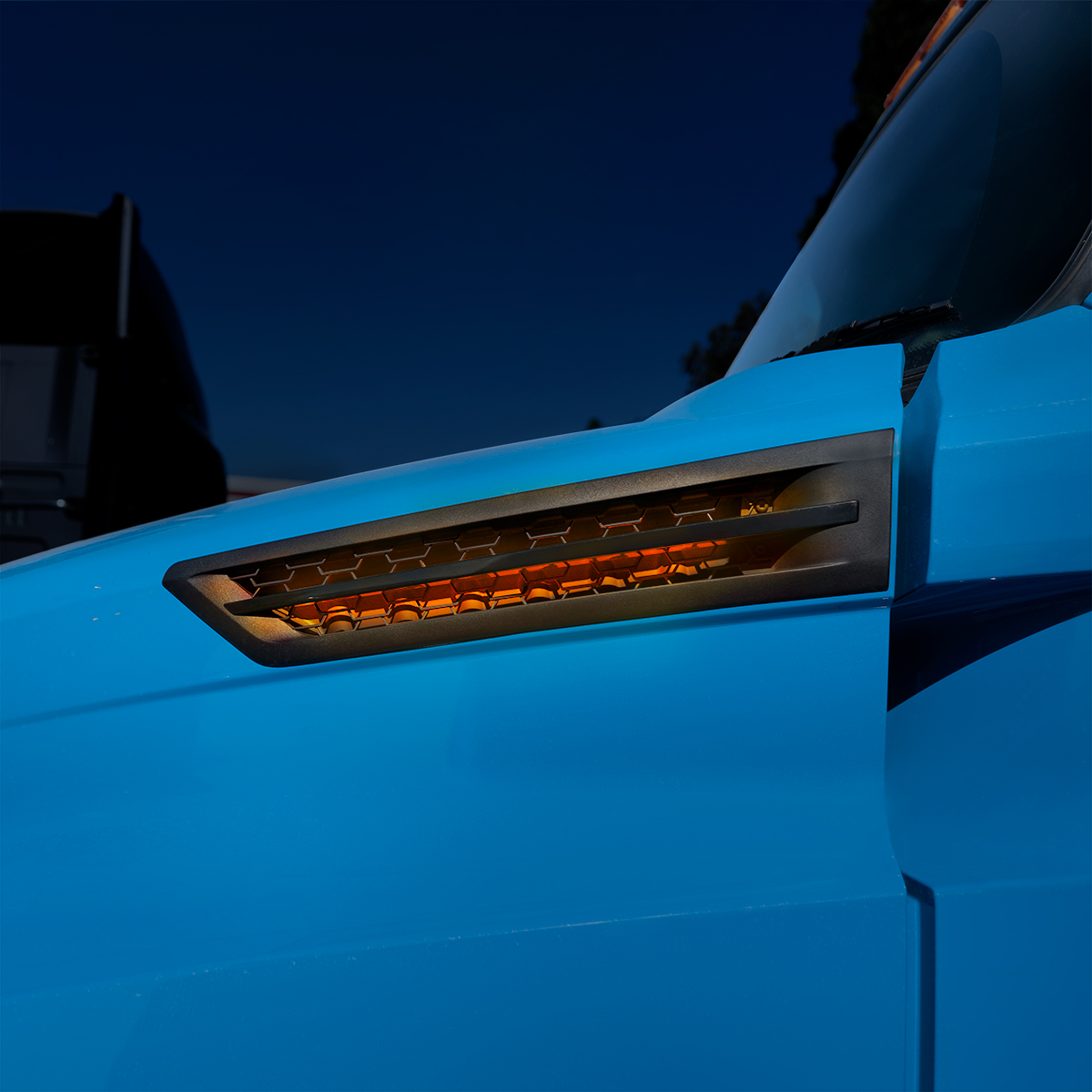 Hood Air Intake Grille With Amber LED For 2018-2024 Freightliner Cascadia 126 - Driver - Thumbnail 6