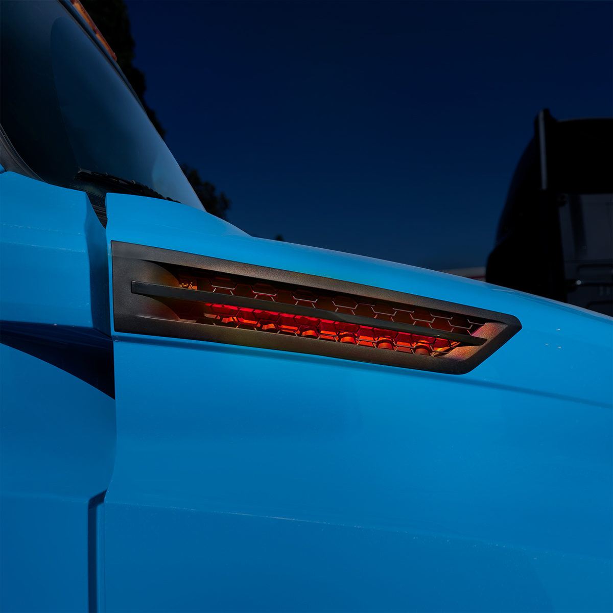 Hood Air Intake Grille With Red LED For 2018-2024 Freightliner Cascadia 126 - Passenger - Thumbnail 6