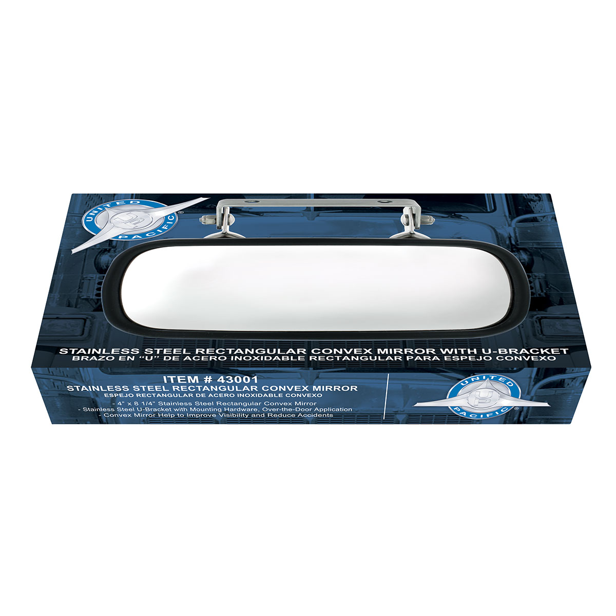 Rectangular 430 Stainless Steel Over Door Convex Mirror With Mounting Bracket - Thumbnail 3