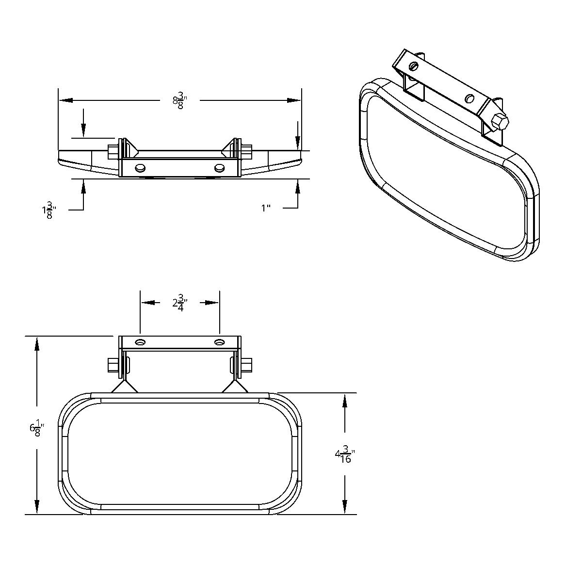 Rectangular 430 Stainless Steel Over Door Convex Mirror With Mounting Bracket - Thumbnail 4