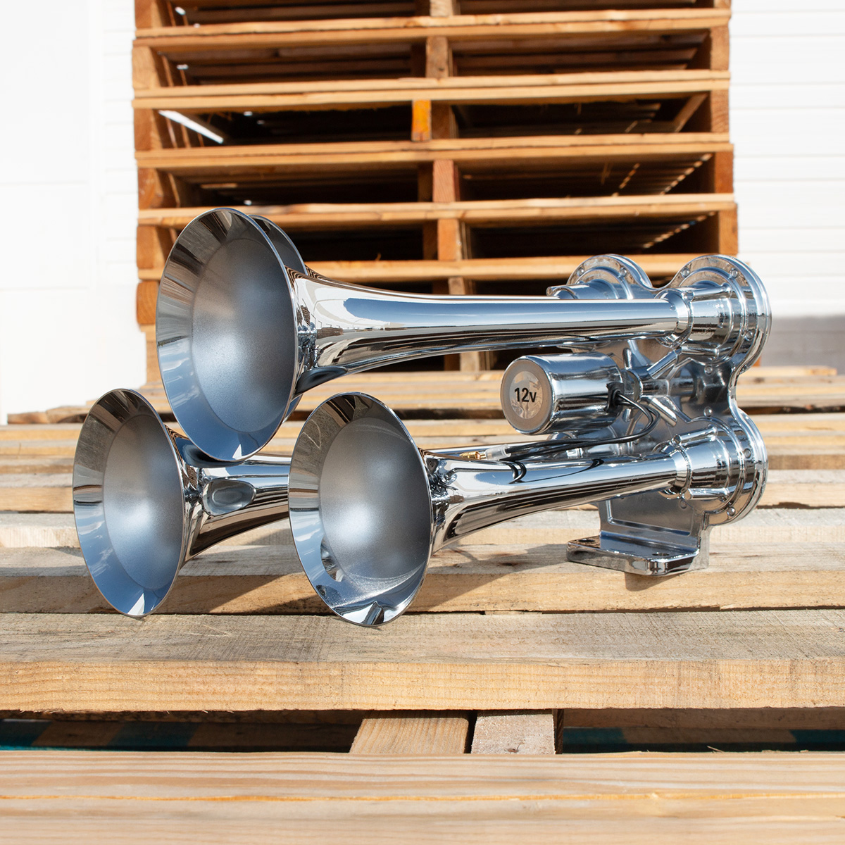 4 Trumpet Mini Train Horn-Chrome - Thumbnail 12