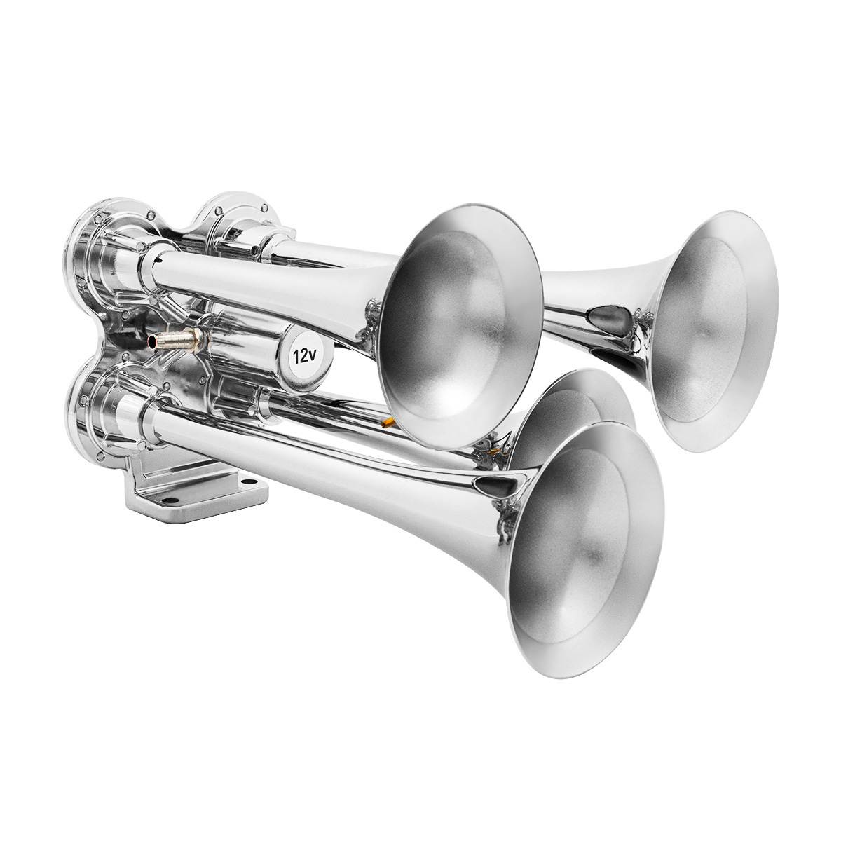 4 Trumpet Mini Train Horn-Chrome - Thumbnail 6