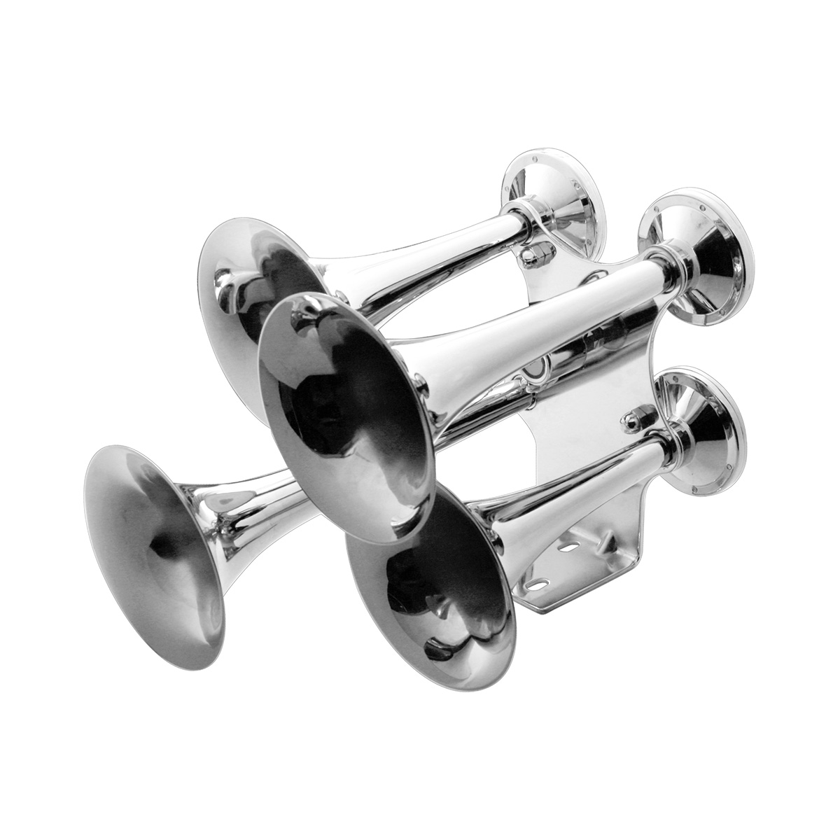 4 Trumpets Air Powered Chrome Train Horn - Thumbnail 2