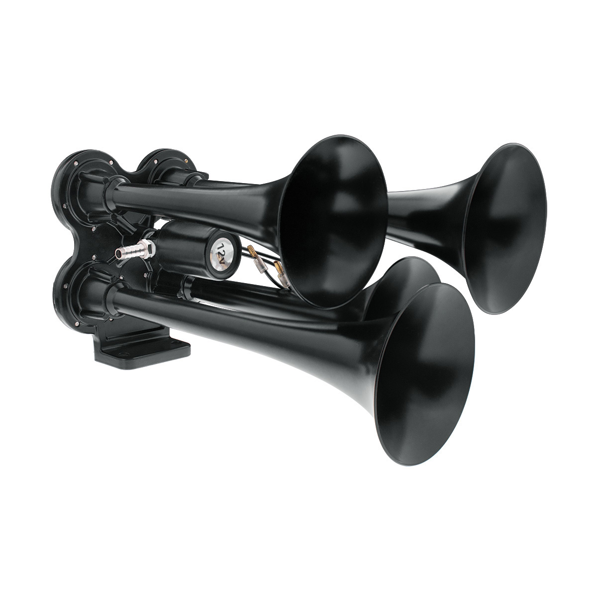 4 Trumpet Mini Train Horn-Black - Thumbnail 6