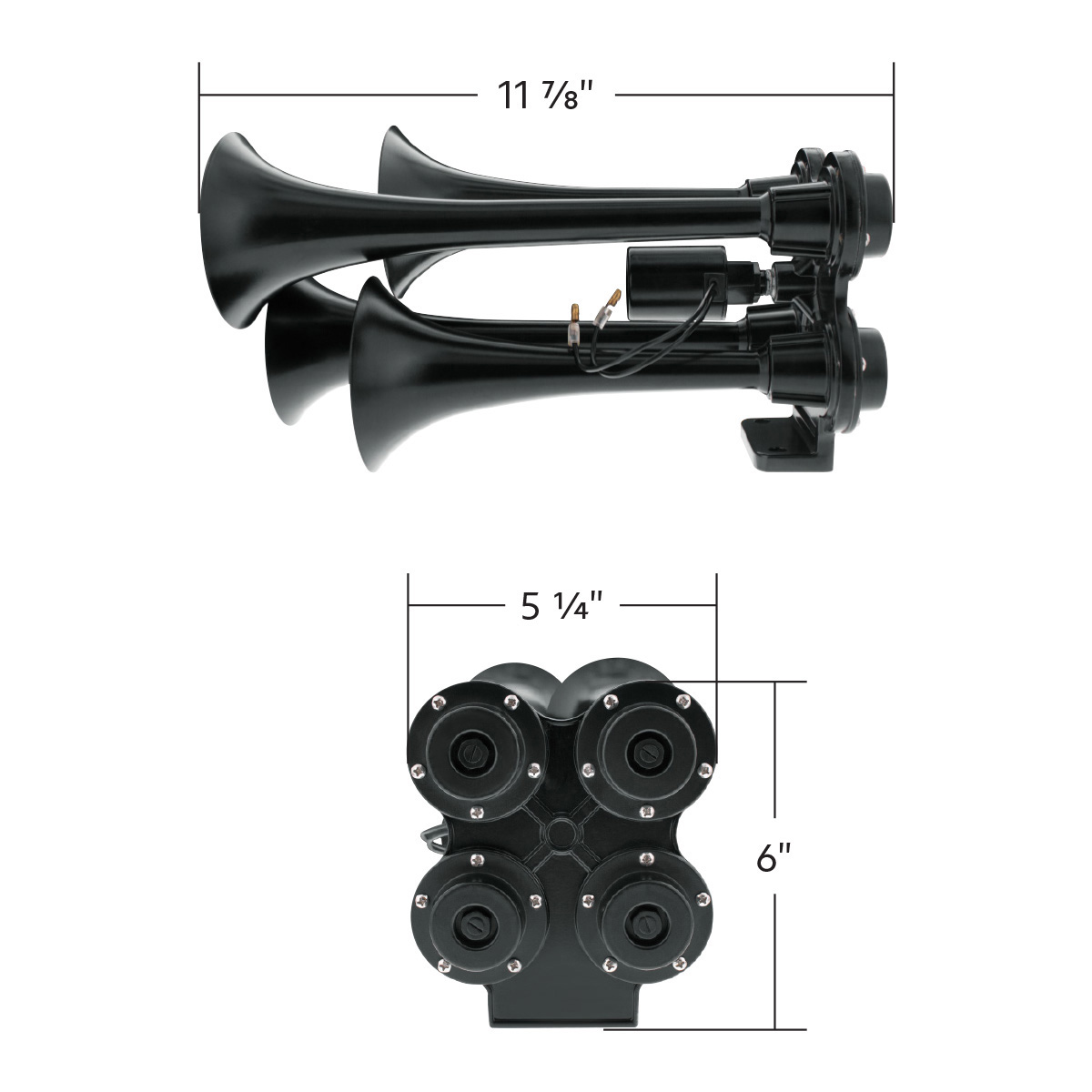 4 Trumpet Mini Train Horn-Black - Thumbnail 10