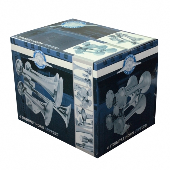 4 Trumpets Air Powered Chrome Train Horn - Competition Series - Thumbnail 7