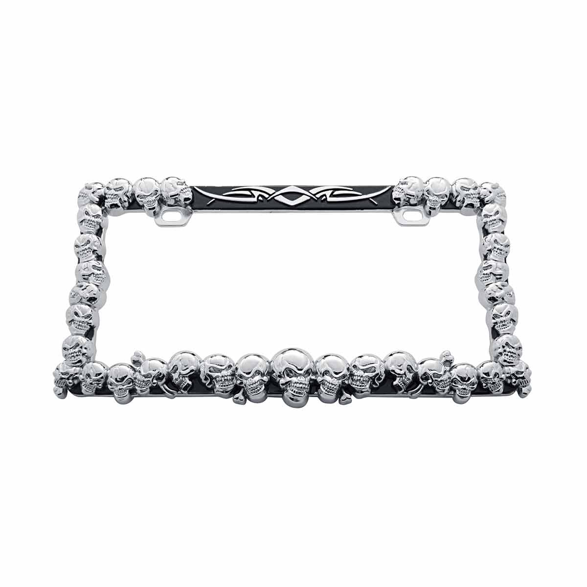 Skull License Plate Frame - Chrome - Thumbnail 2
