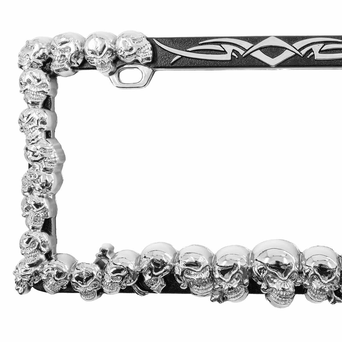 Skull License Plate Frame - Chrome - Thumbnail 3
