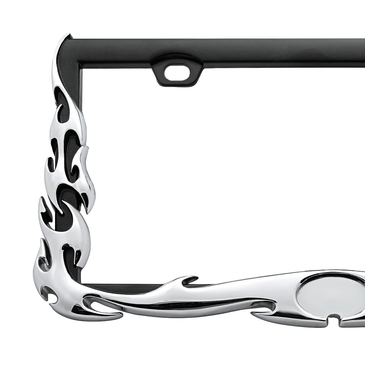 Flame License Plate Frame - Chrome - Thumbnail 2