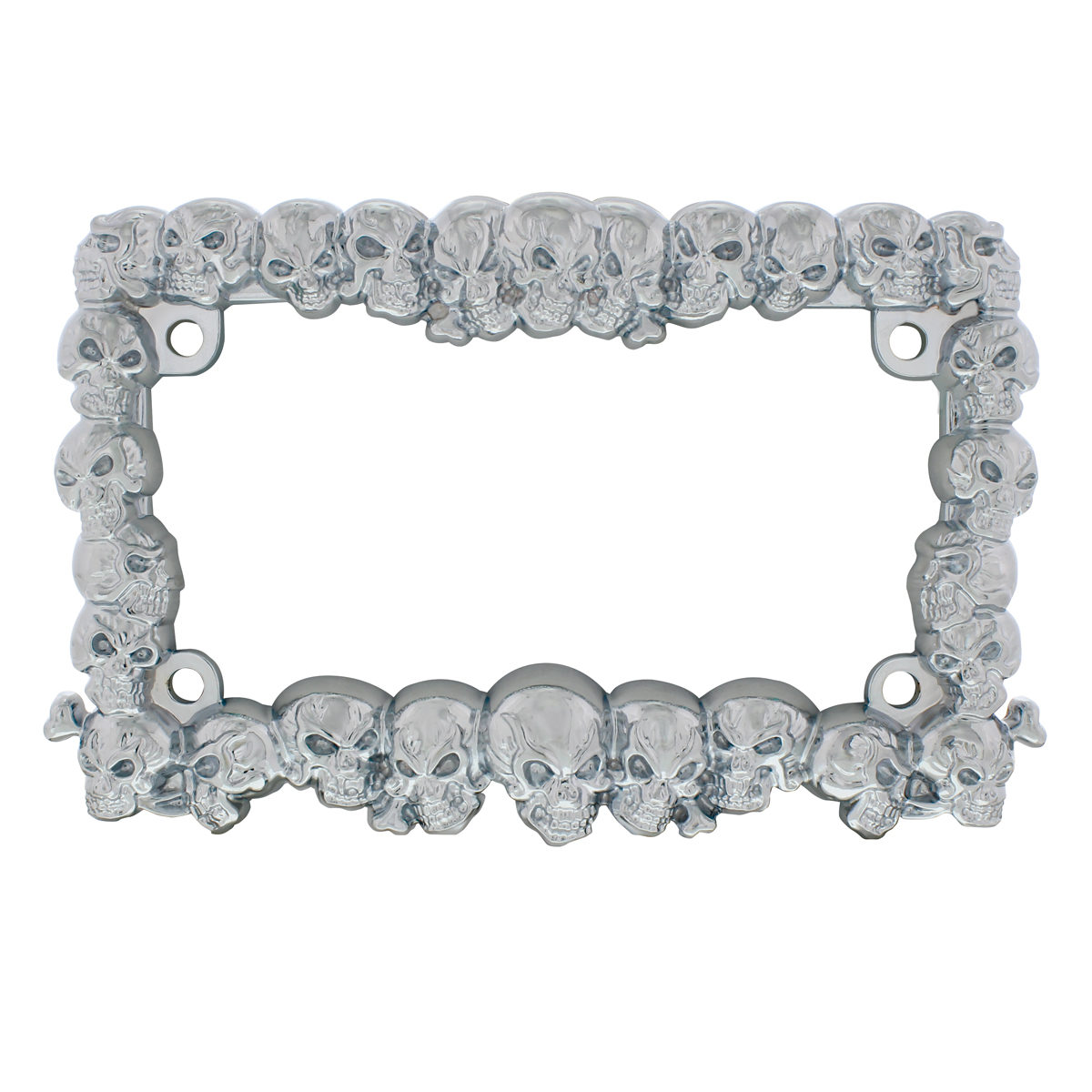 Skull Motorcycle License Plate Frame - Chrome - Thumbnail 2